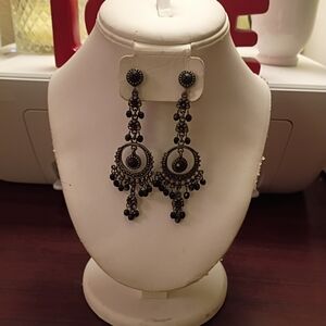 Elegant Black Linear Chandlier Dangle Earrings